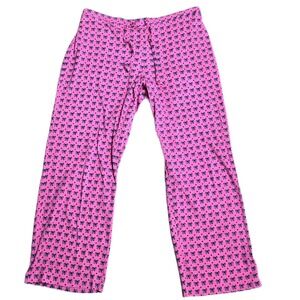 Talbots Pajama Pants Women's Size Medium Pink Bows Cotton Sleepwear Loungewear
